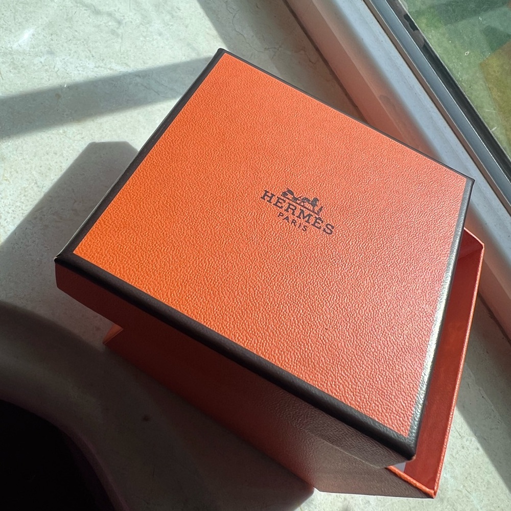 Hermès Blue Floral Bangle with palladium rims